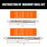 HSS Masonry Drill Bits Hammer Drilling Concrete Head Twist SDS Plus Shank 5-10mm