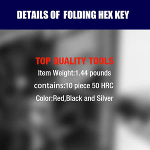 Folding Allen Key Set Portable Hex Wrench Tool Hardened Chrome Vanadium Steel Sizes H1.5 to H6
