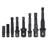8Pc Drill Socket Adapter Set Impact Nut Driver Hex Extension Bits 1/4" 3/8" 1/2"