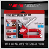 Heavy Duty Staple Gun Set 2in1 Stapler 1500Pc Staples Tacker Hand Fastener Tool