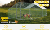 VaKa 3x6x1.95m Metal Walk-in Chicken Coop Rabbit Hutch Cage Hen House Chook Au