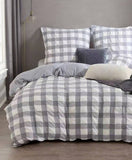 Rylee Grey Check Seersucker Quilt Cover Set - Super King Size
