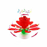 2x Blossom Lotus Birthday Cake Candle Flower Rotating Musical Party Double Deck