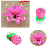 2x Blossom Lotus Birthday Cake Candle Flower Rotating Musical Party Double Deck