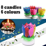 2x Blossom Lotus Birthday Cake Candle Flower Rotating Musical Party Double Deck