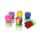 2x Blossom Lotus Birthday Cake Candle Flower Rotating Musical Party Double Deck