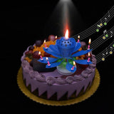 2x Blossom Lotus Birthday Cake Candle Flower Rotating Musical Party Double Deck
