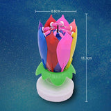 2x Blossom Lotus Birthday Cake Candle Flower Rotating Musical Party Double Deck