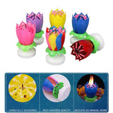 2x Blossom Lotus Birthday Cake Candle Flower Rotating Musical Party Double Deck