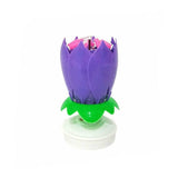 2x Blossom Lotus Birthday Cake Candle Flower Rotating Musical Party Double Deck