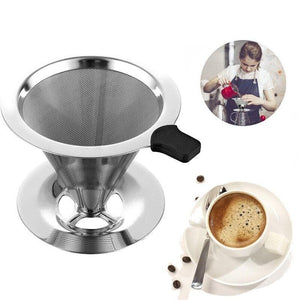 Coffee Tea Cup Drip Filter Mesh Holder Reusable Stainless Steel Pour Over Funnel