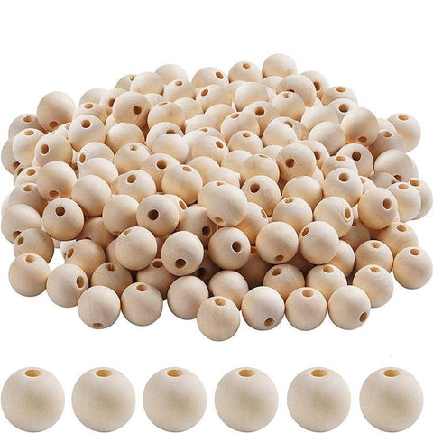 50 x 30mm Round Wood Bead Natural Unpainted Unfinished Wooden Beads Ball Spacer