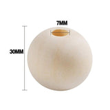 50 x 30mm Round Wood Bead Natural Unpainted Unfinished Wooden Beads Ball Spacer