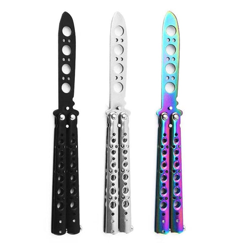 Csgo Rainbow Butterfly Knife Metal Folding Practice Trainer Training Tool