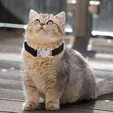 Cat Collar Suede Kitten Pet safety elastic Adjustable Bell Heart Bling Pink blue