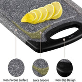 Plastic Chopping Board Cutting Boards Set for Kitchen Juice Groove Black Marble