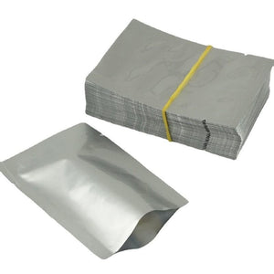 Silver Open Top Aluminum Foil Packaging Bags Heat Seal Vacuum Food Pouches