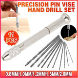 Precision Pin Vise Hand Drill Set Of 10 Pieces Rotary Tools For Models Hobby DIY