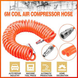 6m Coil Air Compressor Hose Recoil Hose 5mm x 8mm PU with Nitto Style Fittings