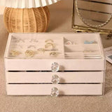 3Tier Acrylic Jewelry Organizer Box Display Drawer Case Earring Necklace Storage