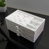 3Tier Acrylic Jewelry Organizer Box Display Drawer Case Earring Necklace Storage