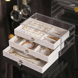 3Tier Acrylic Jewelry Organizer Box Display Drawer Case Earring Necklace Storage