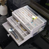3Tier Acrylic Jewelry Organizer Box Display Drawer Case Earring Necklace Storage