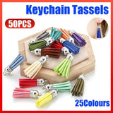 50X Leather Key Chain Ring Tassel Pendants Bulk Mixed DIY Crafts Jewelry Making
