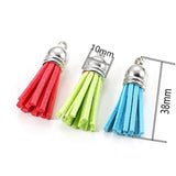 50X Leather Key Chain Ring Tassel Pendants Bulk Mixed DIY Crafts Jewelry Making