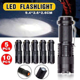 5/10x Mini Q5 LED Flashlight Torch Adjustable Focus Zoom Light Lamp 1200LM