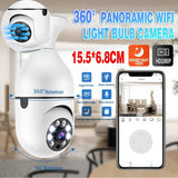 360� Panoramic WiFi IR IP E27 Light Bulb Camera HD Night Smart Home A6