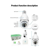 360� Panoramic WiFi IR IP E27 Light Bulb Camera HD Night Smart Home A6
