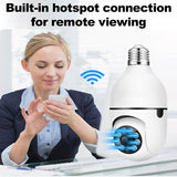 360� Panoramic WiFi IR IP E27 Light Bulb Camera HD Night Smart Home A6