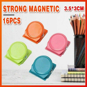 16 Magnetic Clips Fridge Strong Magnet Metal Clamp Note Photo Hanger Holder Hook