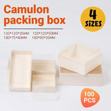 100X Camulon Disposable Wooden Cake Boxes with Clear Display Window