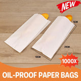 1000PCS Oil-Proof Large Paper Bags (31x13x5CM) for Bakery & Food