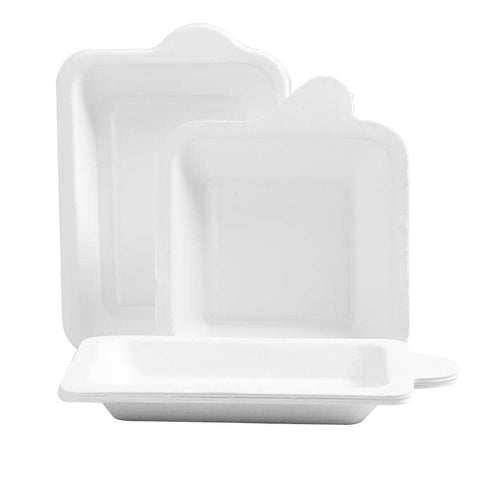 500x Heavy Duty Disposable Party Dinner Plates Square Plate Bowl Catering Eco Friendly Plastic Disposable Plates