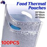 100Pcs Aluminum Foil Insulated Food Storage Bags for Thermal Cooling