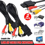 2x RCA AV Audio Video Composite Cable Cord  SUPER SNES GAMECUBE GC NINTENDO N64