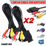 2x RCA AV Audio Video Composite Cable Cord  SUPER SNES GAMECUBE GC NINTENDO N64