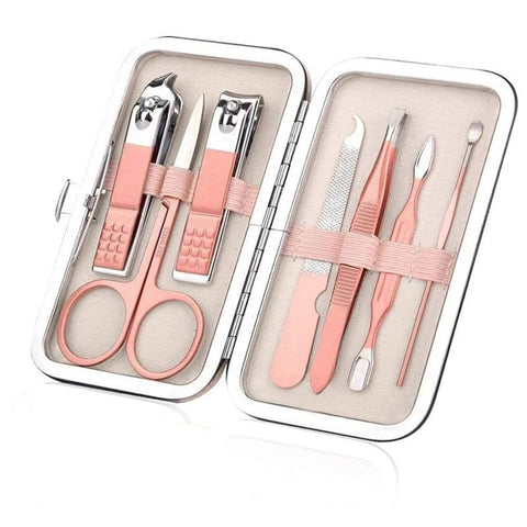 7PCS Manicure Pedicure Set Stainless Nail Clippers Kit Cuticle Grooming Case AU