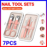7PCS Manicure Pedicure Set Stainless Nail Clippers Kit Cuticle Grooming Case AU