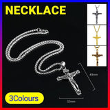 Men Stainless Steel Gold Silver Black Jesus Crucifix Pendant Chain Necklace