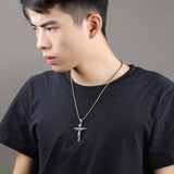 Men Stainless Steel Gold Silver Black Jesus Crucifix Pendant Chain Necklace