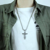 Men Stainless Steel Gold Silver Black Jesus Crucifix Pendant Chain Necklace