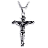 Men Stainless Steel Gold Silver Black Jesus Crucifix Pendant Chain Necklace