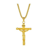 Men Stainless Steel Gold Silver Black Jesus Crucifix Pendant Chain Necklace
