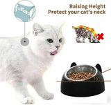 Pet Dog Cat Food Bowl Raised No Slip Stainless Steel Tilted Water Food Feeder