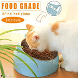 Pet Dog Cat Food Bowl Raised No Slip Stainless Steel Tilted Water Food Feeder