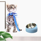 Pet Dog Cat Food Bowl Raised No Slip Stainless Steel Tilted Water Food Feeder